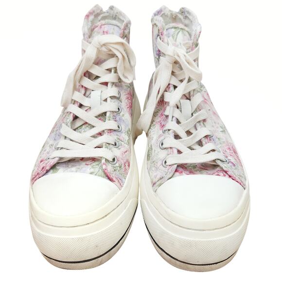 R13 Kurt high top platform floral distressed chunky edgy skater sneakers Sz 39 9 - Picture 2 of 7